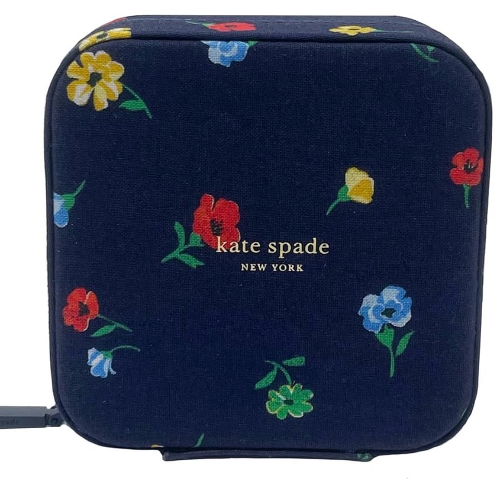 Kate Spade New York Navy Travel Jewelry Case.  Floral “Garden Toss “ Design